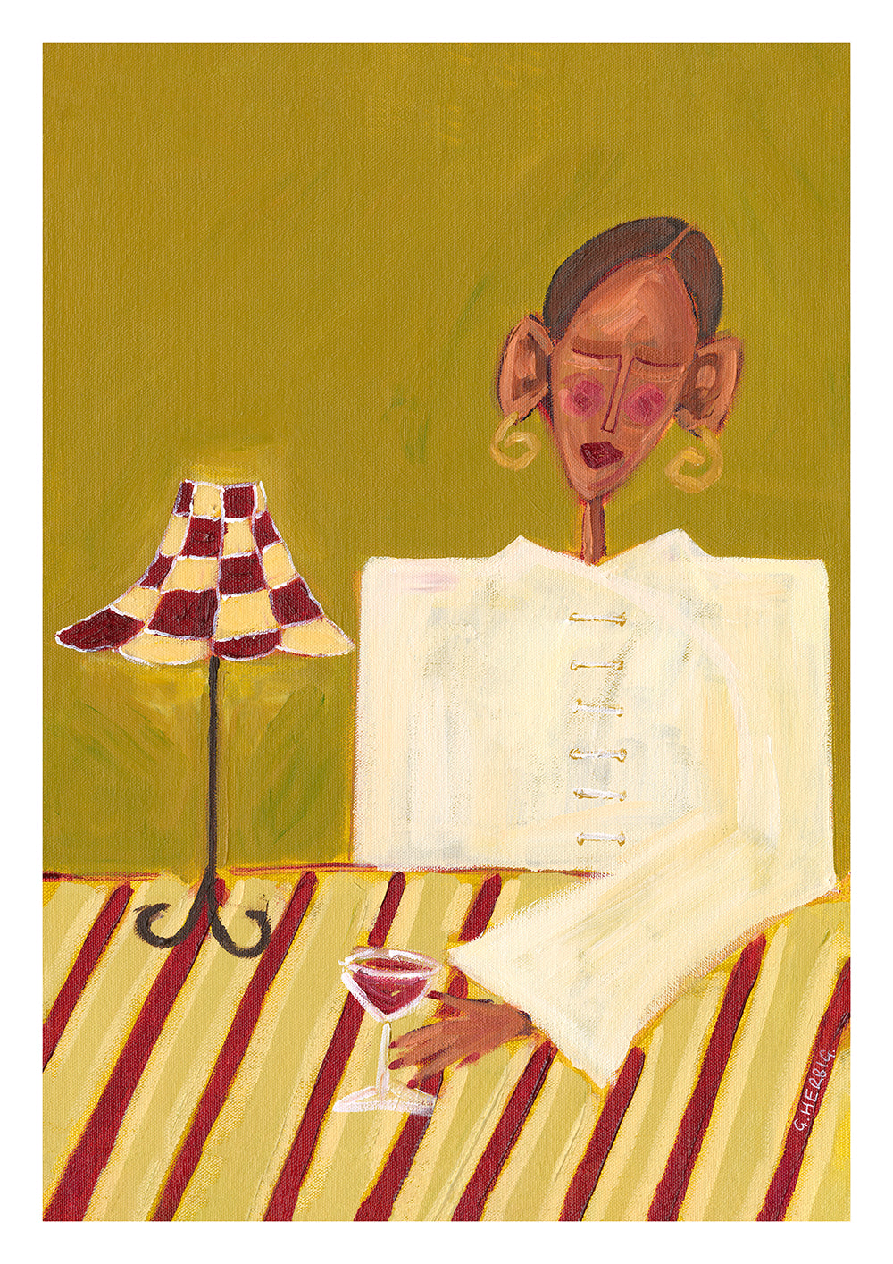 Lady and a Vintage Lamp